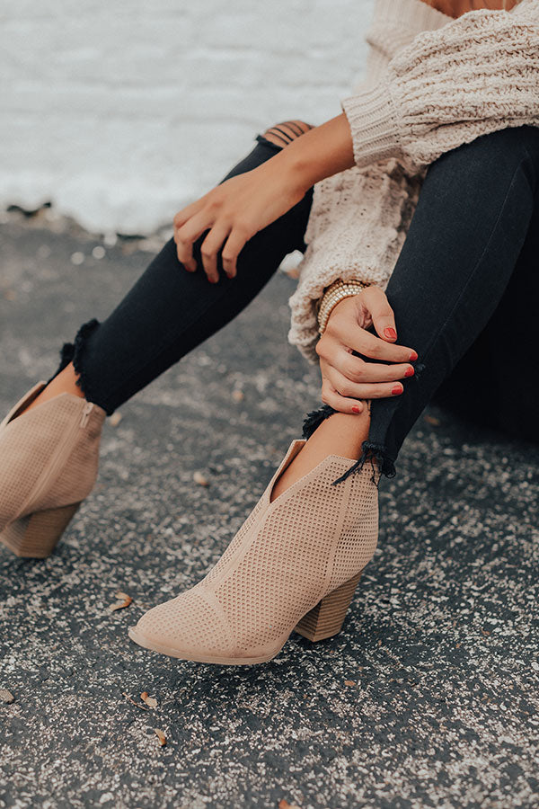 The Lyle Perforated Bootie In Iced Latte • Impressions Online Boutique