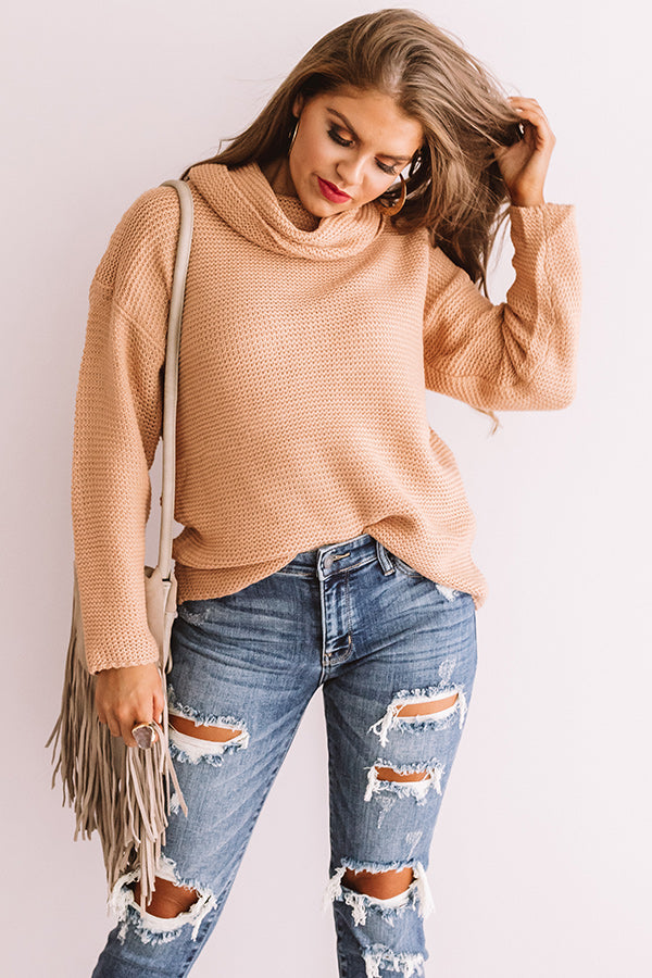 Bundle Up Bombshell Knit Sweater In Iced Latte • Impressions Online ...