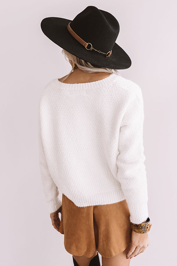 white chenille sweater