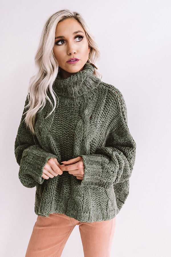 Cute With Cocoa Cable Knit Sweater In Hunter Green • Impressions Online ...