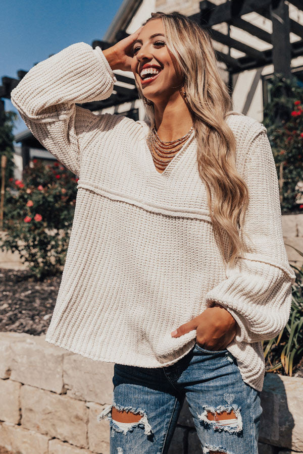 Cocoa Divine Chenille Knit Sweater In Cream • Impressions Online Boutique