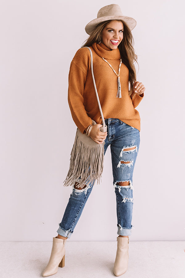 Bundle Up Bombshell Knit Sweater In Pumpkin • Impressions Online Boutique