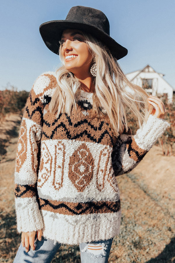 Cider Smiles Knit Sweater In Brown • Impressions Online Boutique