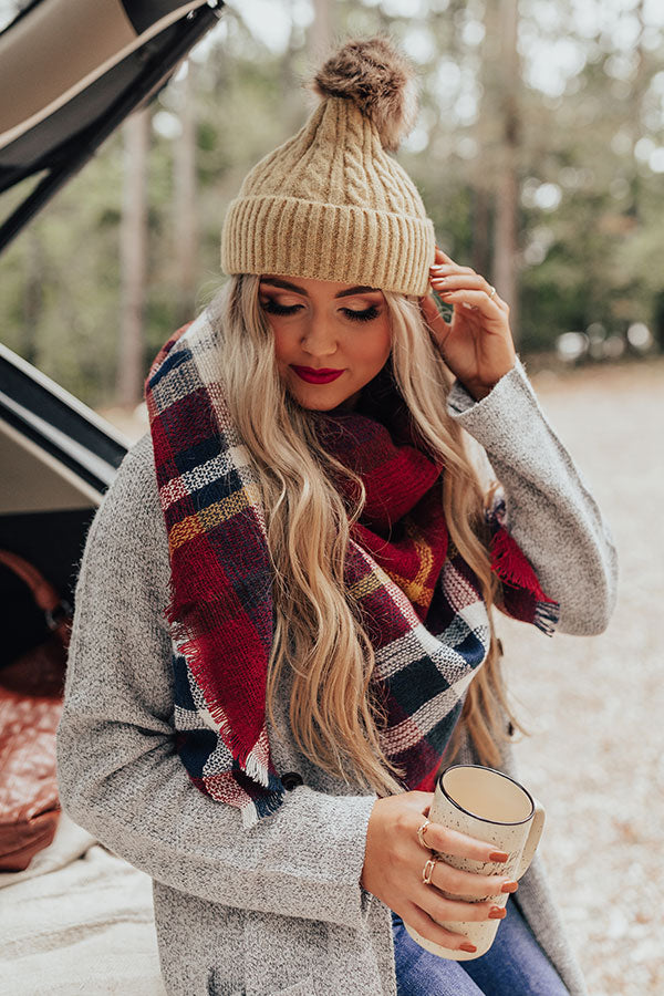 Silver Metallic Knit Faux Fur Pom Hat