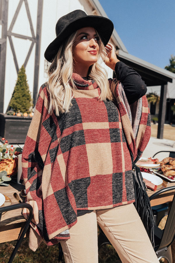 Snow Delightful Plaid Poncho • Impressions Online Boutique