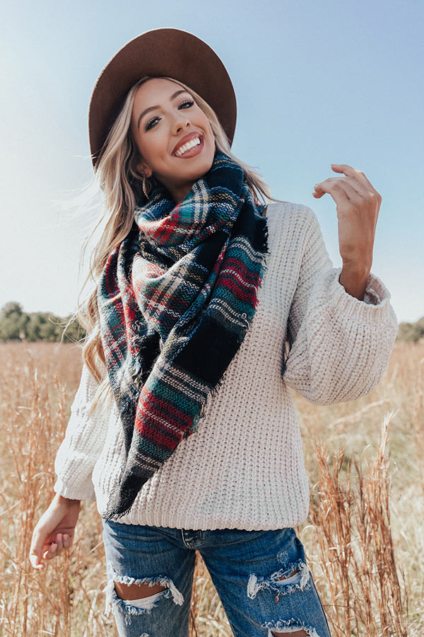 sweater scarf plaid