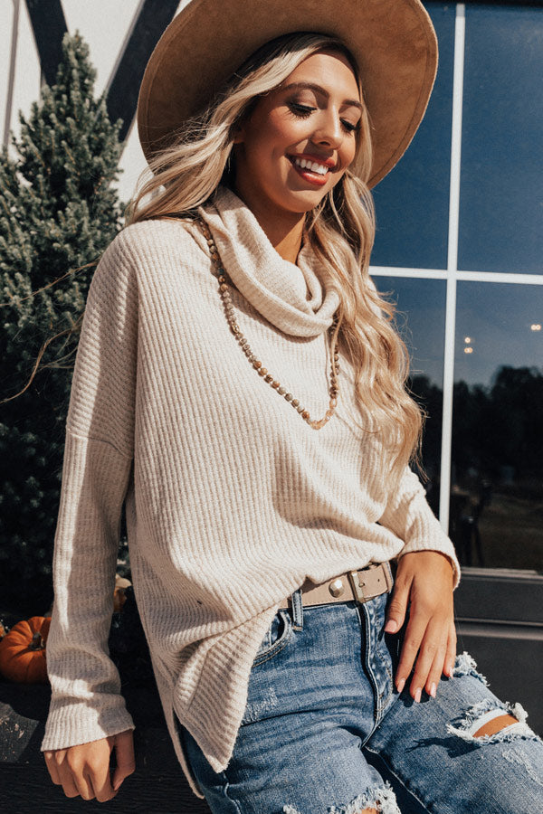 PSL Craving Waffle Knit Sweater in Birch • Impressions Online Boutique