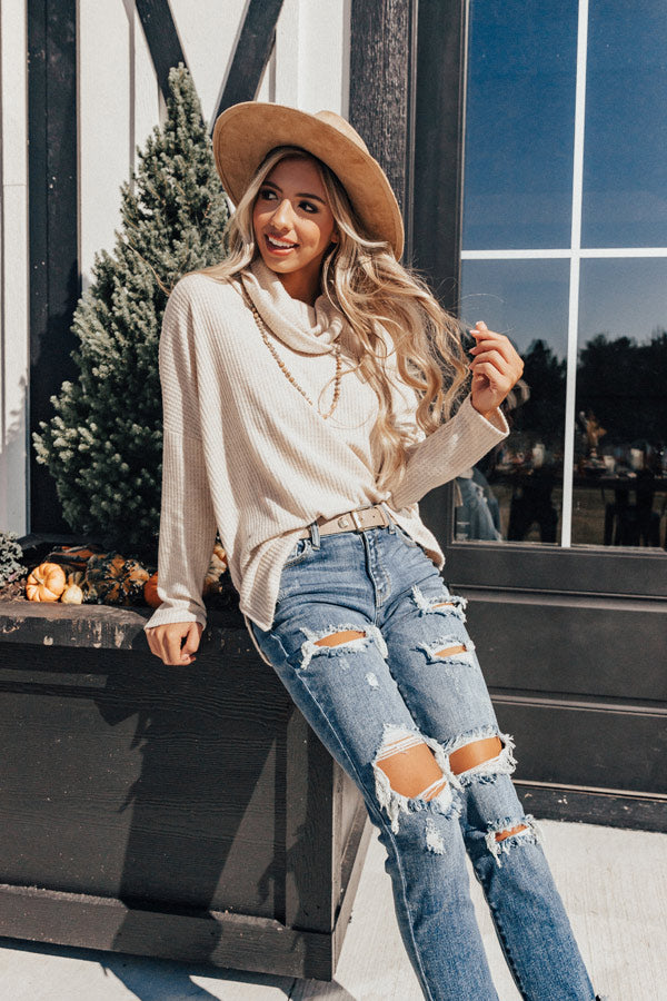 PSL Craving Waffle Knit Sweater in Birch • Impressions Online Boutique