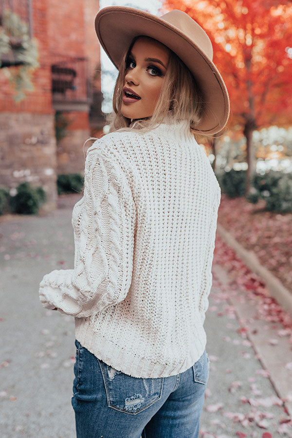 Pure Sweetness Cable Knit Sweater in White • Impressions Online Boutique