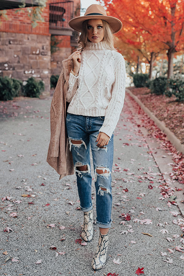 Pure Sweetness Cable Knit Sweater in White • Impressions Online Boutique