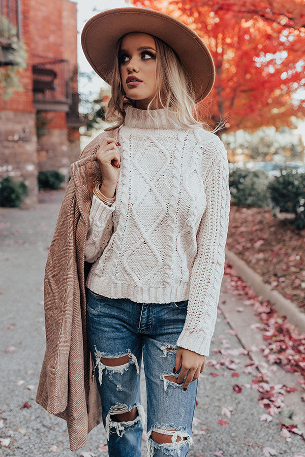 Pure Sweetness Cable Knit Sweater in White • Impressions Online Boutique