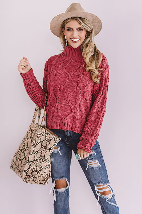 Pure Sweetness Cable Knit Sweater In Dark Blush • Impressions Online ...