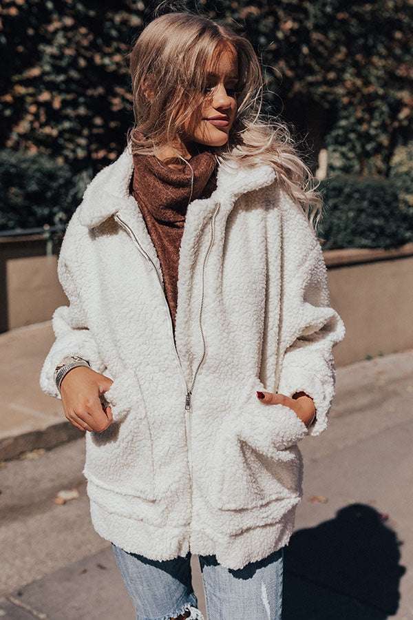 Full Of Cuddles Sherpa Jacket In White • Impressions Online Boutique