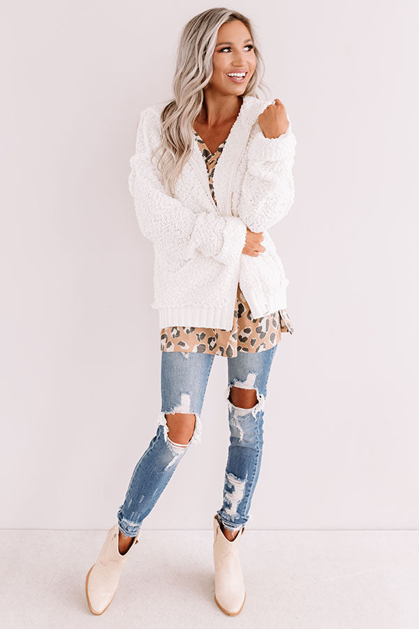 Keep On Cuddling Popcorn-Knit Jacket In White • Impressions Online Boutique