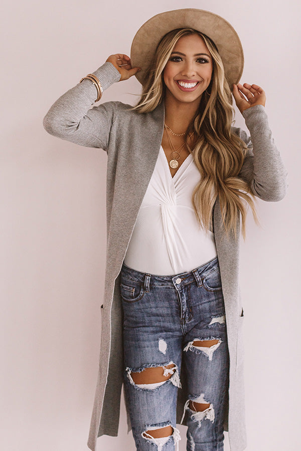 Take It From The Top Cardigan In Grey • Impressions Online Boutique