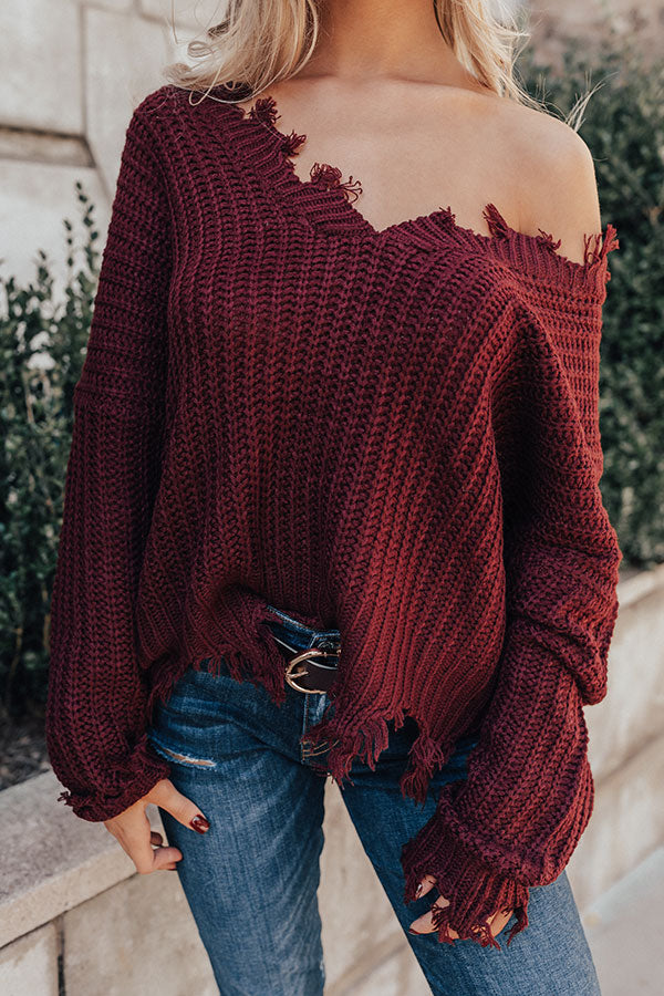 Pure Happiness Knit Sweater In Windsor Wine • Impressions Online Boutique