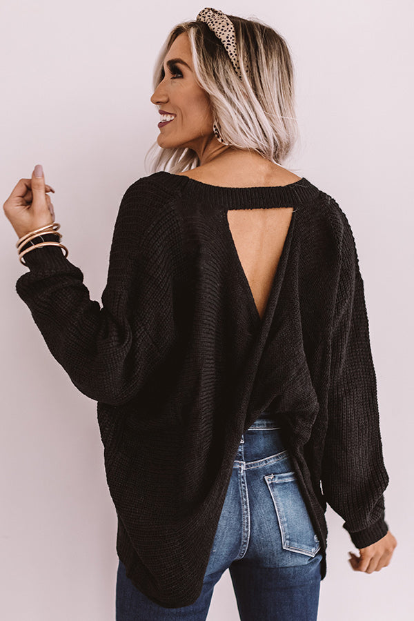 Bliss Within Open Back Knit Sweater In Black • Impressions Online Boutique