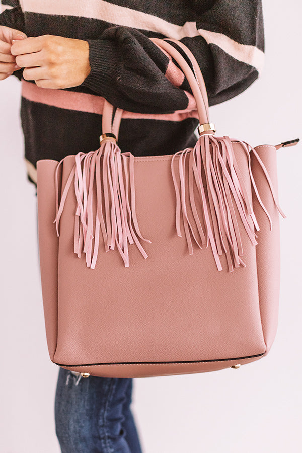 Sass In The City Faux Leather Tote In Blush • Impressions Online Boutique