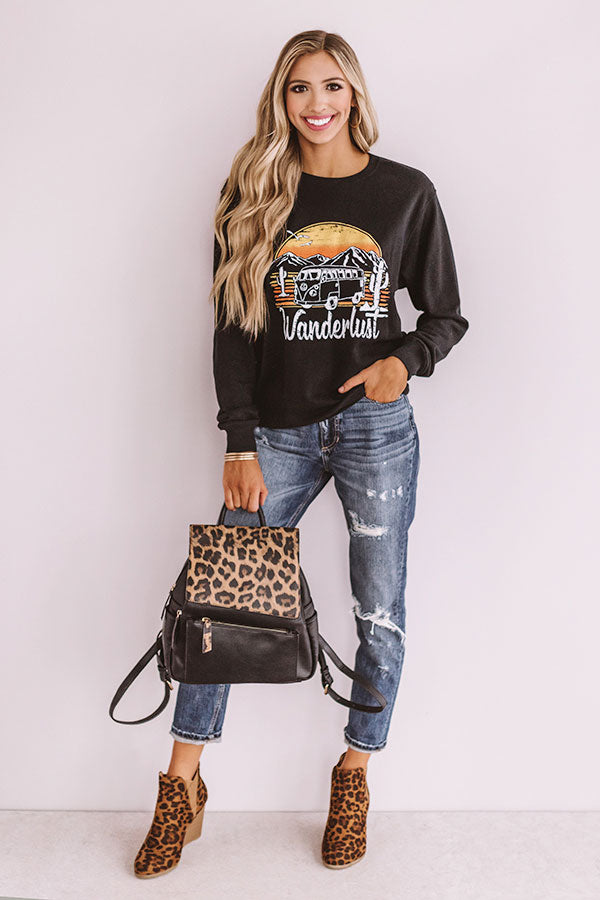 Wanderlust Sweatshirt In Black • Impressions Online Boutique