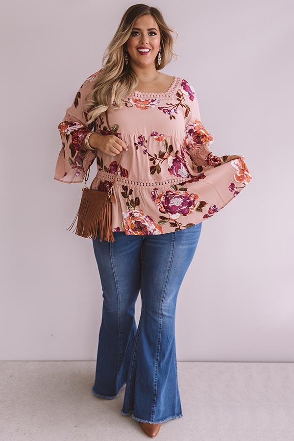 Bold And Blissful Floral Shift Top In Blush Curves • Impressions Online ...
