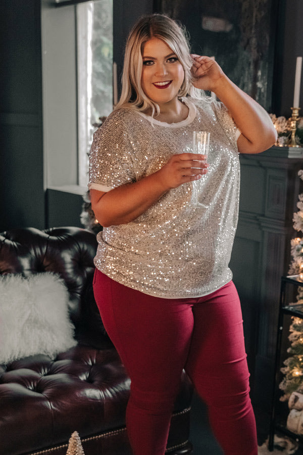 Sparkling Personality Sequin Shift Top in Champagne Curves ...
