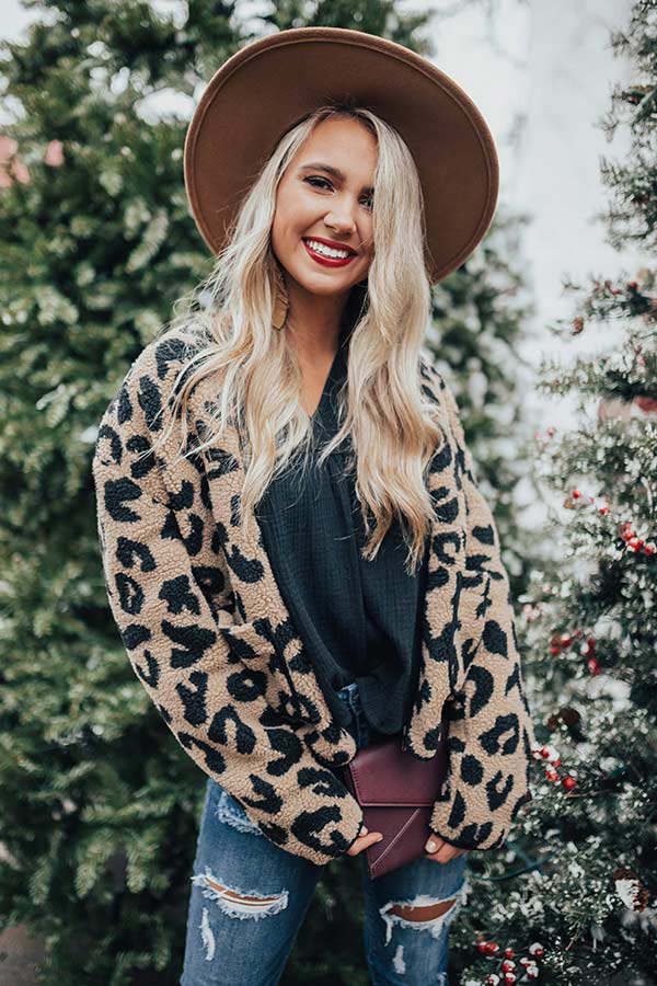 Capture The Moment Leopard Sherpa Jacket • Impressions Online Boutique