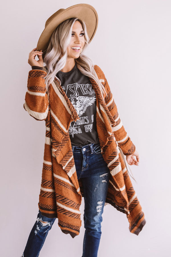Hello Fall Knit Stripe Cardigan In Cinnamon • Impressions Online Boutique