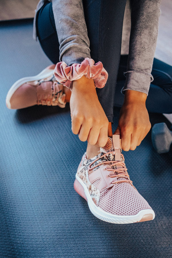 blush colored sneakers