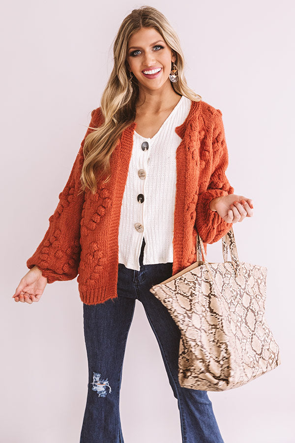 Romantic Mood Knit Cardigan in Rust • Impressions Online Boutique