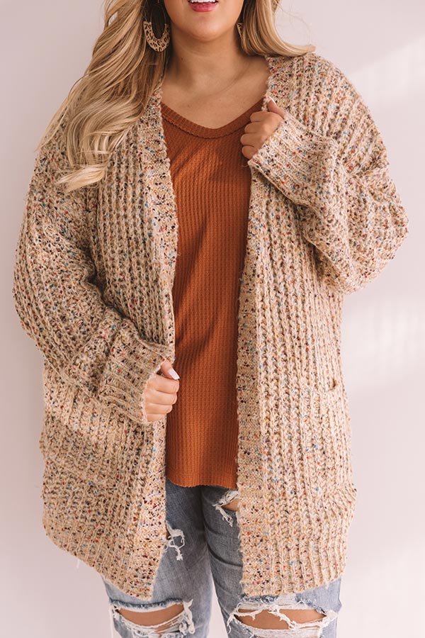 Snow Adorable Confetti Knit Cardigan In Mocha Curves • Impressions