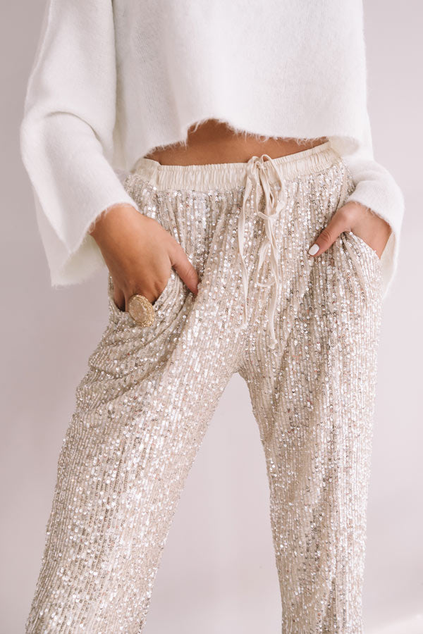 Extra Sparkles Sequin Joggers in Champagne • Impressions Online Boutique