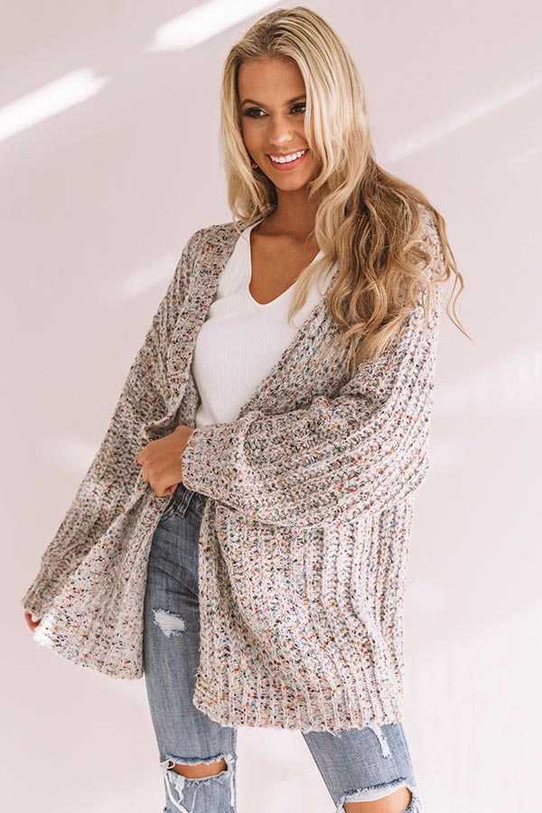 Snow Adorable Confetti Knit Cardigan In Grey • Impressions Online Boutique