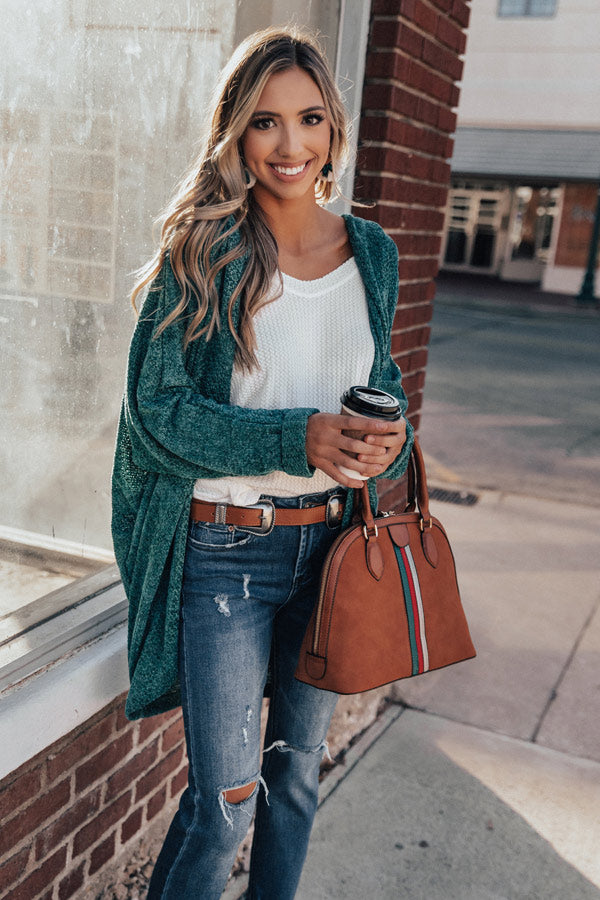 Latte Lifestyle Chenille Knit Cardigan in Green • Impressions Online ...