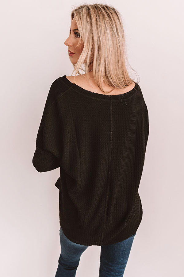 Your Dream Girl Waffle Knit Shift Top in Black • Impressions Online ...