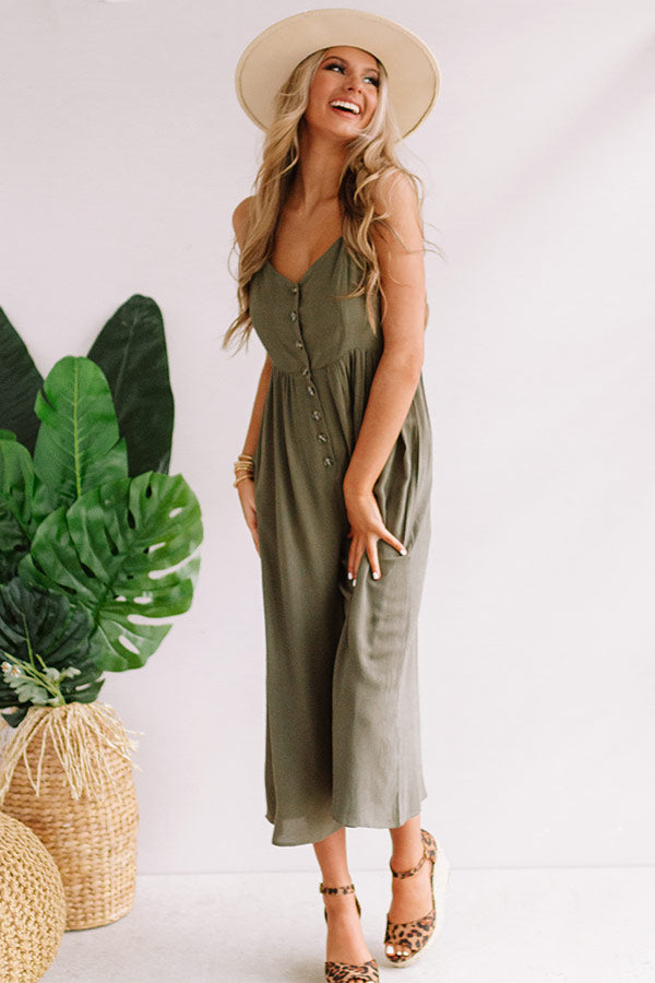 Styled For Paradise Jumpsuit In Army Green • Impressions Online Boutique