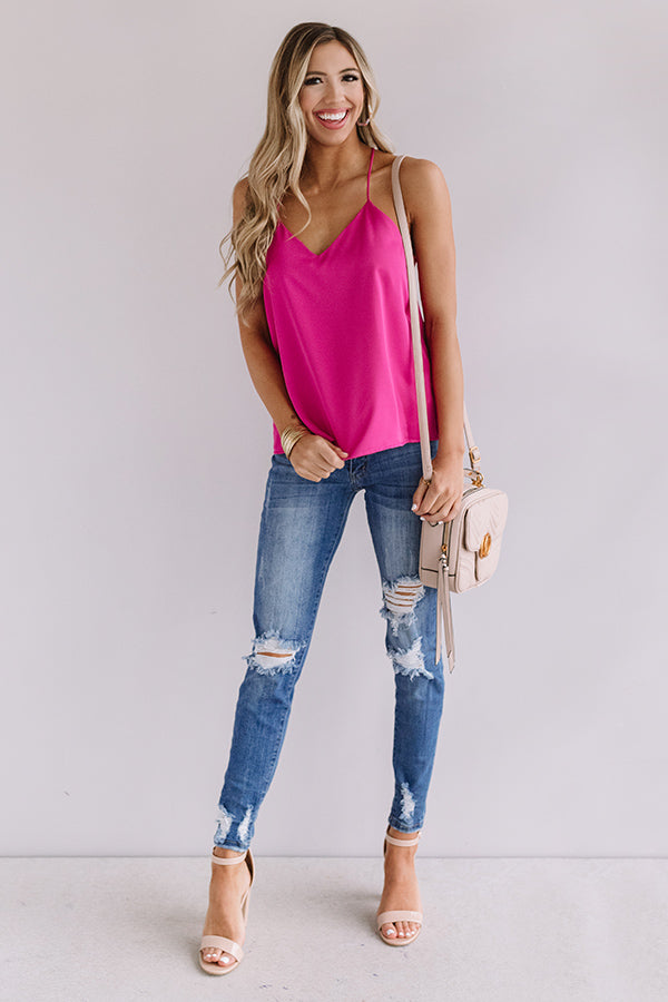 Point Of Interest Shift Tank In Fuchsia • Impressions Online Boutique