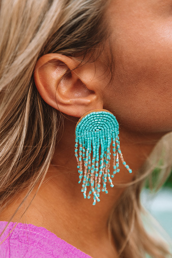Paradise Passion Beaded Earrings In Turquoise • Impressions Online Boutique