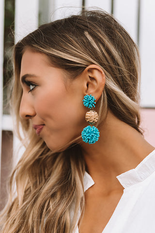 Turquoise Alhambra Valley Silvertone Earrings | Wholesale Accessory Market