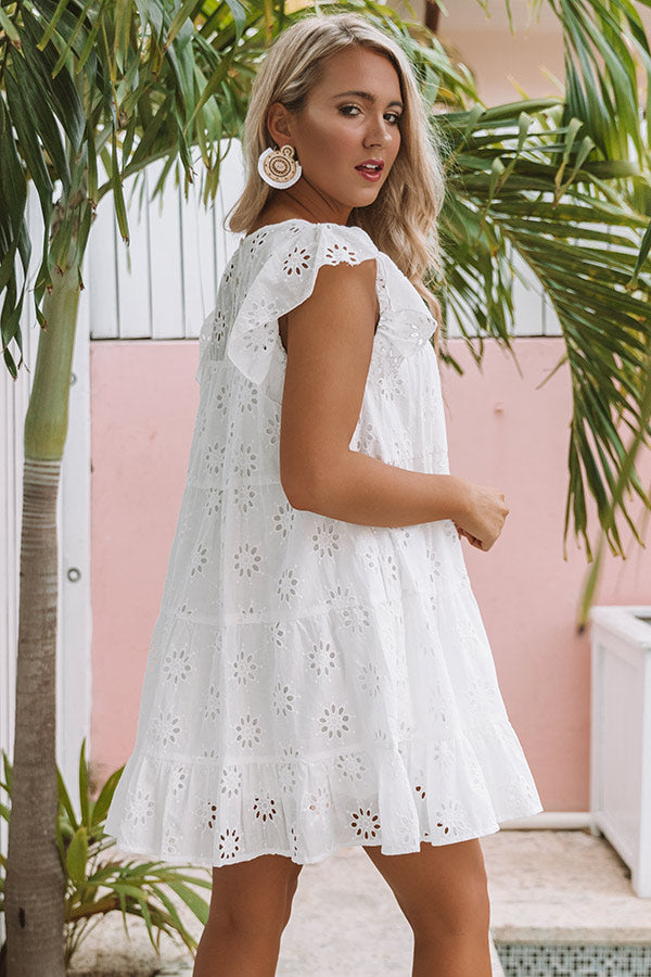 Easy To Excite Eyelet Shift Dress In White • Impressions Online Boutique