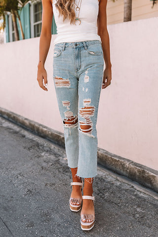 The Turner High Waist Distressed Relaxed Skinny in Light Wash • Impressions  Online Boutique