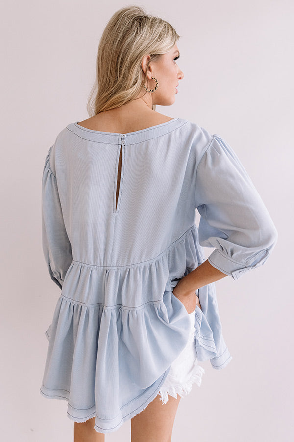 Everlasting Happiness Babydoll Top In Sky Blue • Impressions Online ...