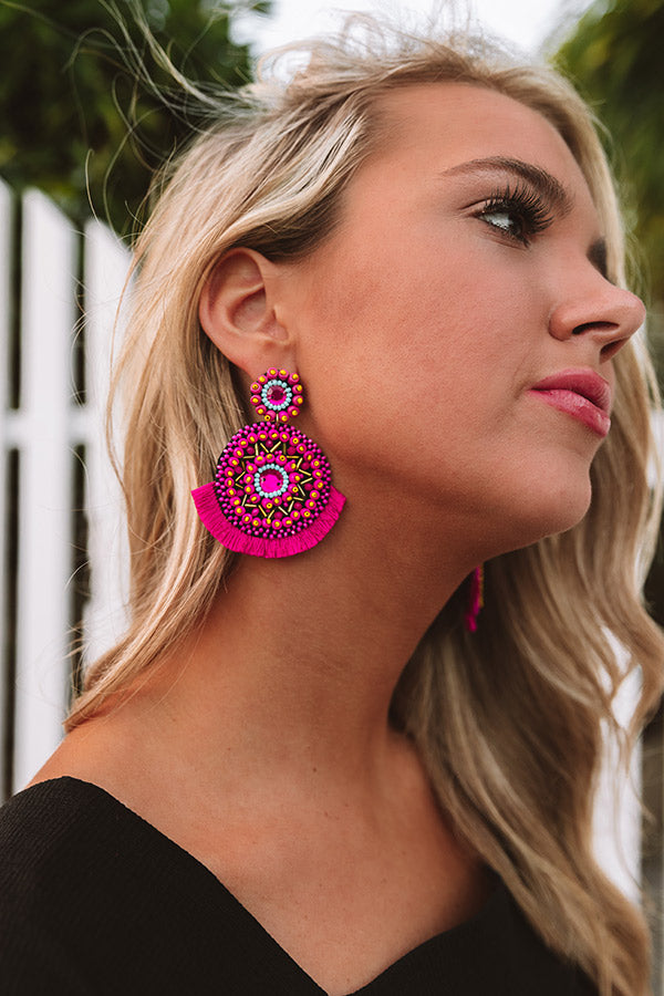 Tuscan Twirls Beaded Earrings In Hot Pink • Impressions Online Boutique
