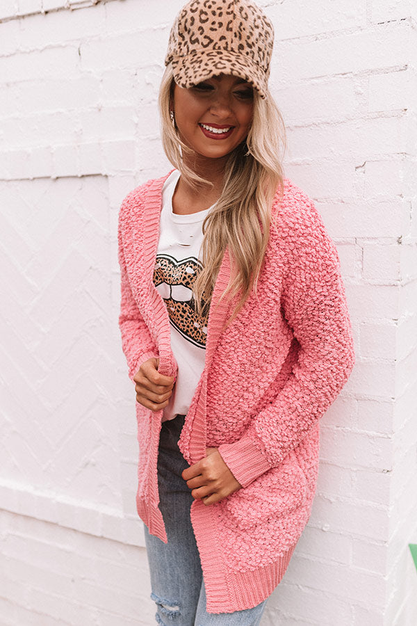 Brunching Babes Popcorn Knit Cardigan in Pink • Impressions Online Boutique