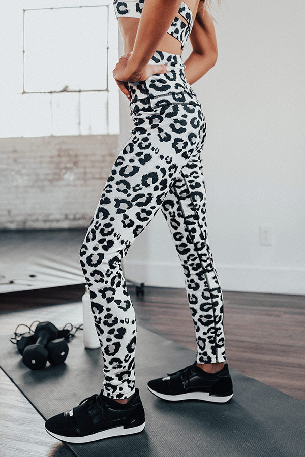 Passion For Fitness High Waist Leopard Print Active Legging In White •  Impressions Online Boutique