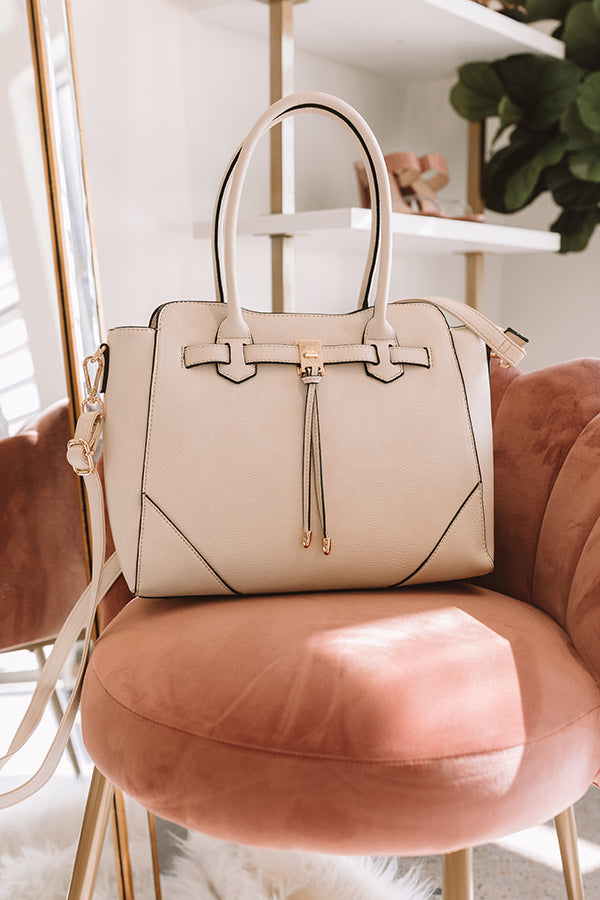 CEO Material Faux Leather Tote in Cream