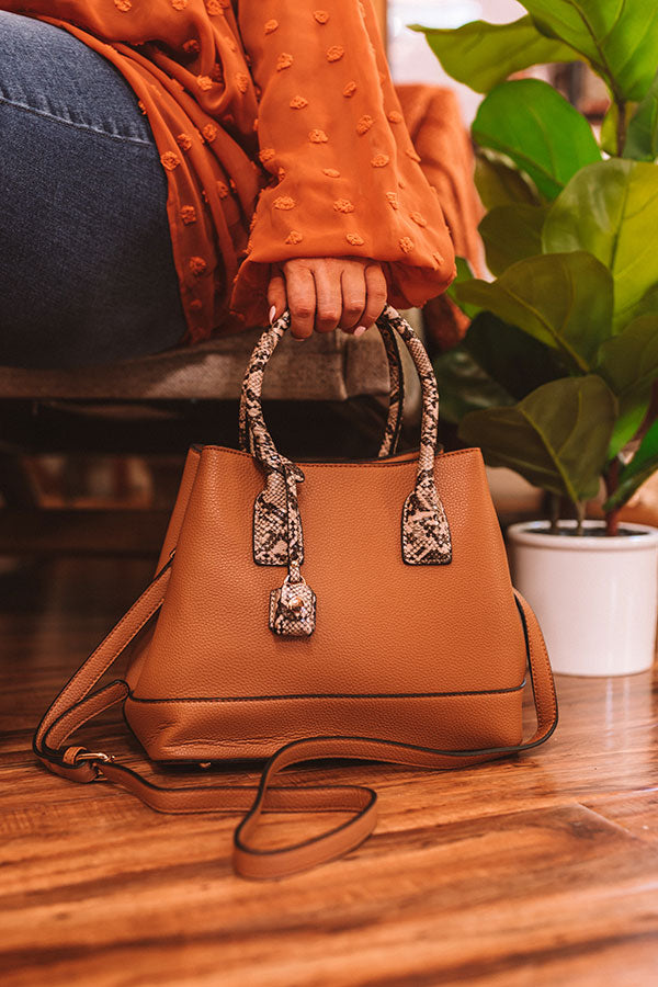 Your Biggest Fan Faux Leather Tote in Camel • Impressions Online Boutique