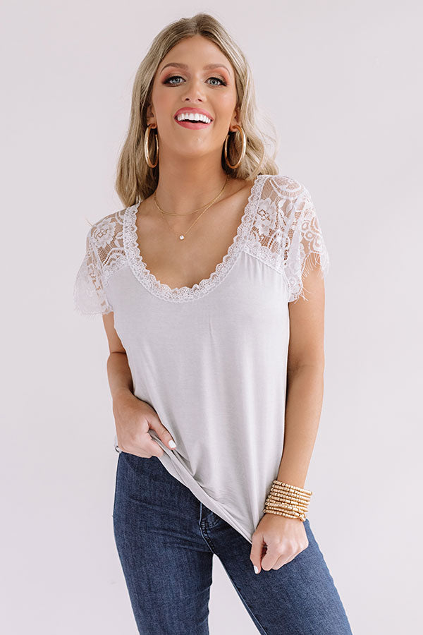 Mojito Bliss Lace Top In Grey • Impressions Online Boutique