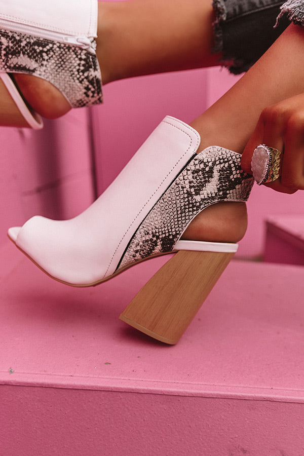 white open toe bootie heels