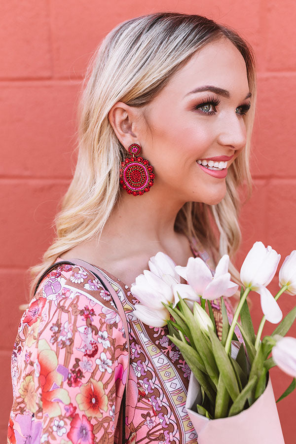 Take Me To Tulum Beaded Earrings in Red • Impressions Online Boutique