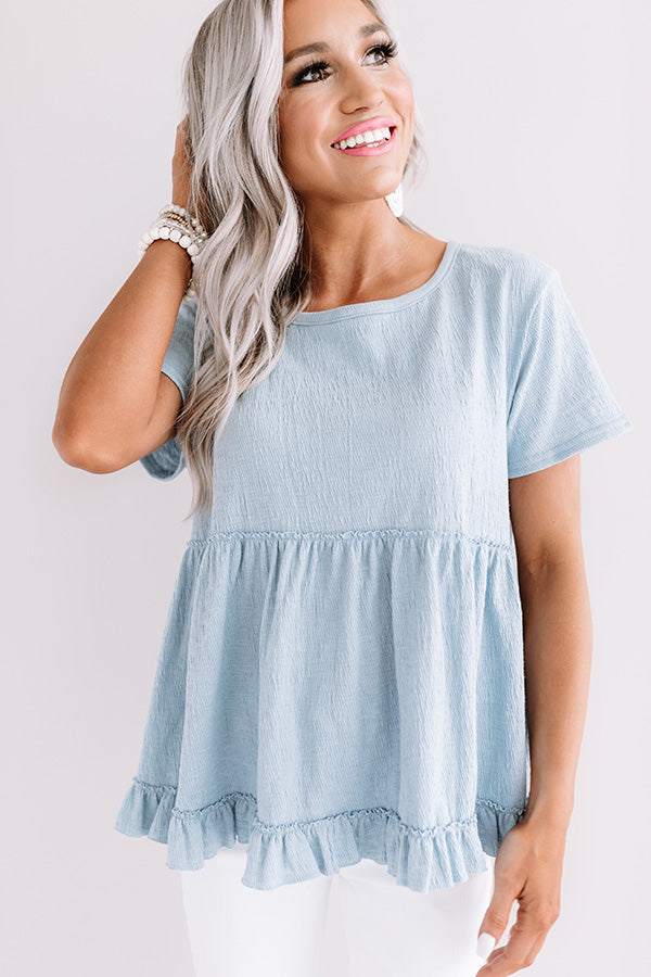 Seagrove Sunset Babydoll Top In Sky Blue • Impressions Online Boutique